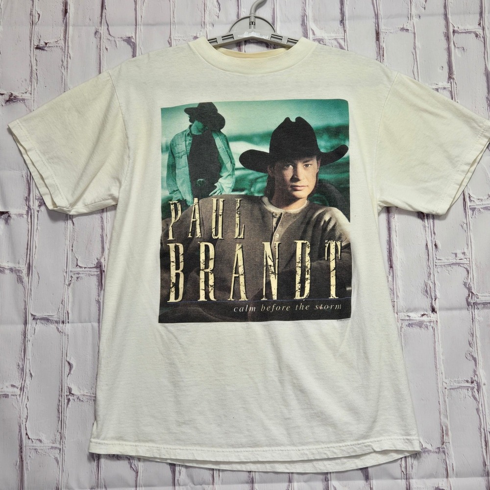 Vintage 1996 Paul Brandt Calm‎ Before the Storm Tour Shirt Tultex White Mens L